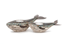 2 Whale candle holders